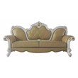 ACME Picardy Faux Leather Sofa with Pillows in Antique Pearl and Butterscotch