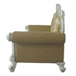 ACME Picardy Faux Leather Sofa with Pillows in Antique Pearl and Butterscotch