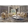 ACME Picardy Faux Leather Sofa with Pillows in Antique Pearl and Butterscotch