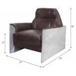 ACME Brancaster Tufted Accent Chair in Espresso Top Grain Leather and Aluminum