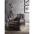 ACME Brancaster Top Grain Leather Accent Chair in Retro Brown and Aluminum