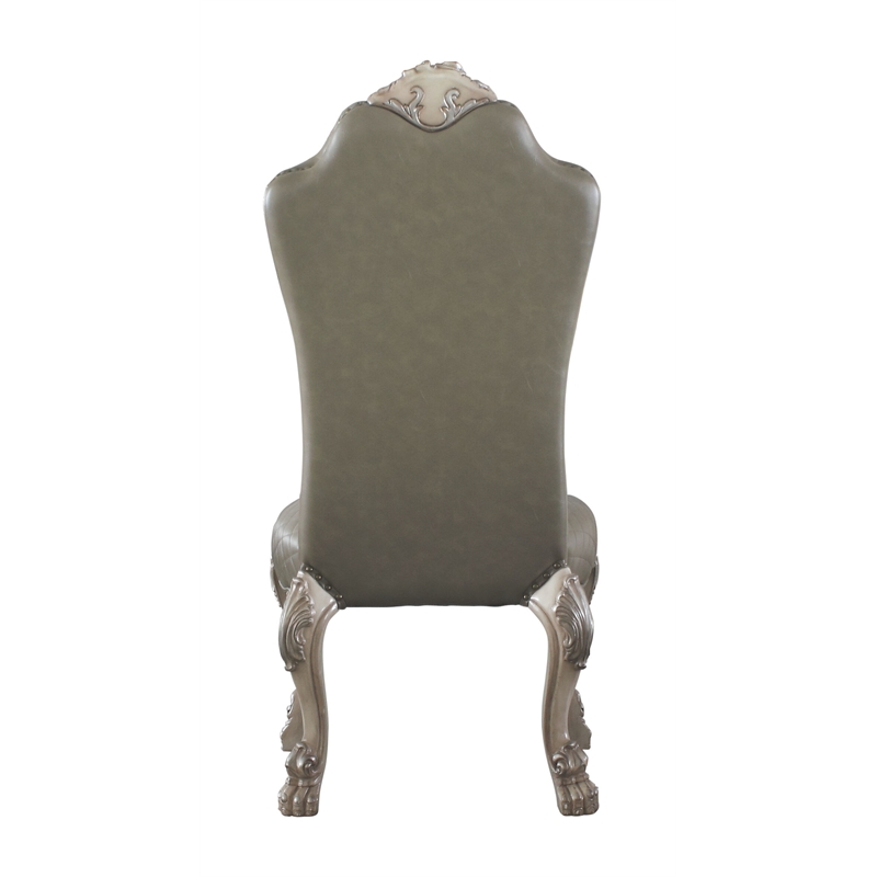ACME Dresden Faux Leather Upholstered Side Chair in Vintage Bone White Set of 2