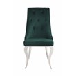 Dekel Side Chair (Set-2) in Green Fabric and Stainless Steel