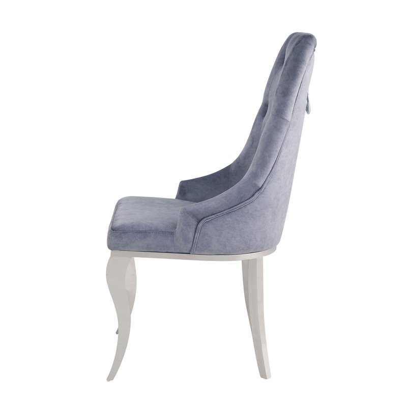 Dekel Side Chair (Set-2) in Gray Fabric and Stainless Steel