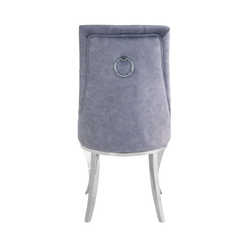 Dekel Side Chair (Set-2) in Gray Fabric and Stainless Steel
