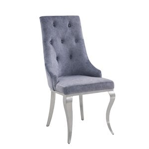 Dekel Side Chair (Set-2) in Gray Fabric and Stainless Steel