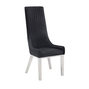 Gianna Dining Chair (Set-2) in Black PU and Stainless Steel