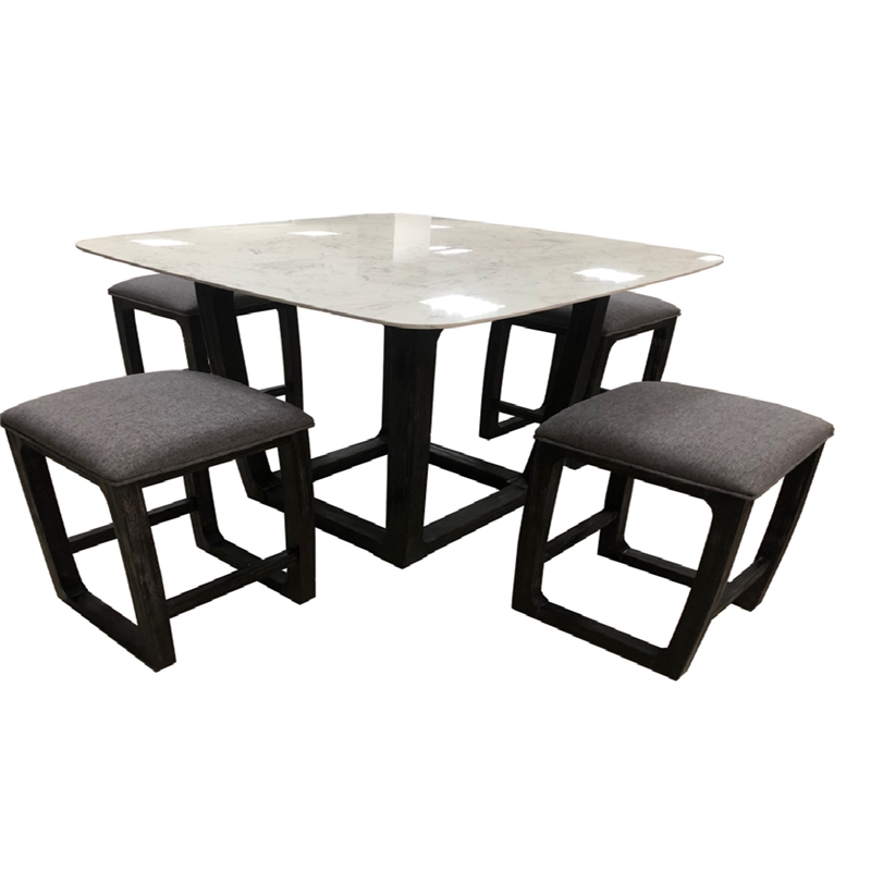 ACME Razo Counter Height Table in White Marble and Weathered Espresso