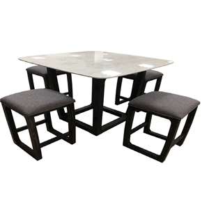 ACME Razo Counter Height Table in White Marble and Weathered Espresso