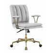Damir Office Chair in Vintage White Top Grain Leather and Chrome