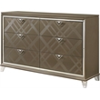 ACME Skylar 6-Drawers Wood Bedroom Dresser with Acrylic Legs in Dark Champagne