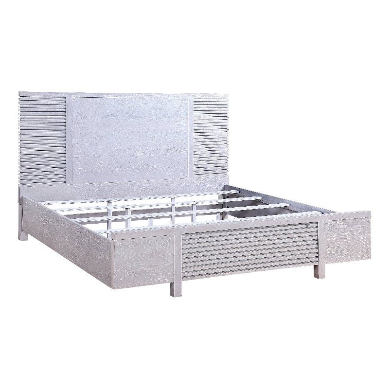 ACME Aromas Queen Storage Bed with Wooden Legs in White Oak