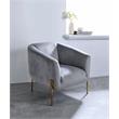 ACME Carlson Velvet Upholstered Barrel Backrest Accent Chair in Gray and Gold