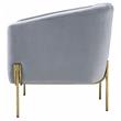 ACME Carlson Velvet Upholstered Barrel Backrest Accent Chair in Gray and Gold