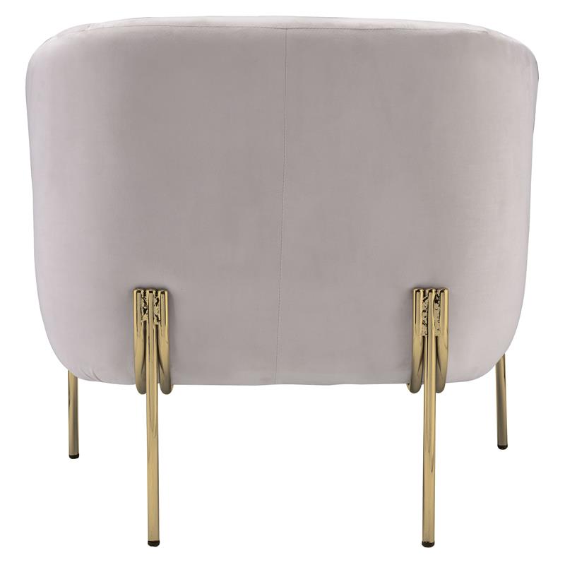 ACME Carlson Velvet Upholstered Barrel Backrest Accent Chair in Beige and Gold