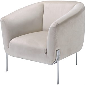 ACME Carlson Velvet Upholstered Barrel Backrest Accent Chair in Beige and Gold