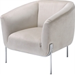 ACME Carlson Velvet Upholstered Barrel Backrest Accent Chair in Beige and Gold