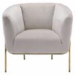 ACME Carlson Velvet Upholstered Barrel Backrest Accent Chair in Beige and Gold