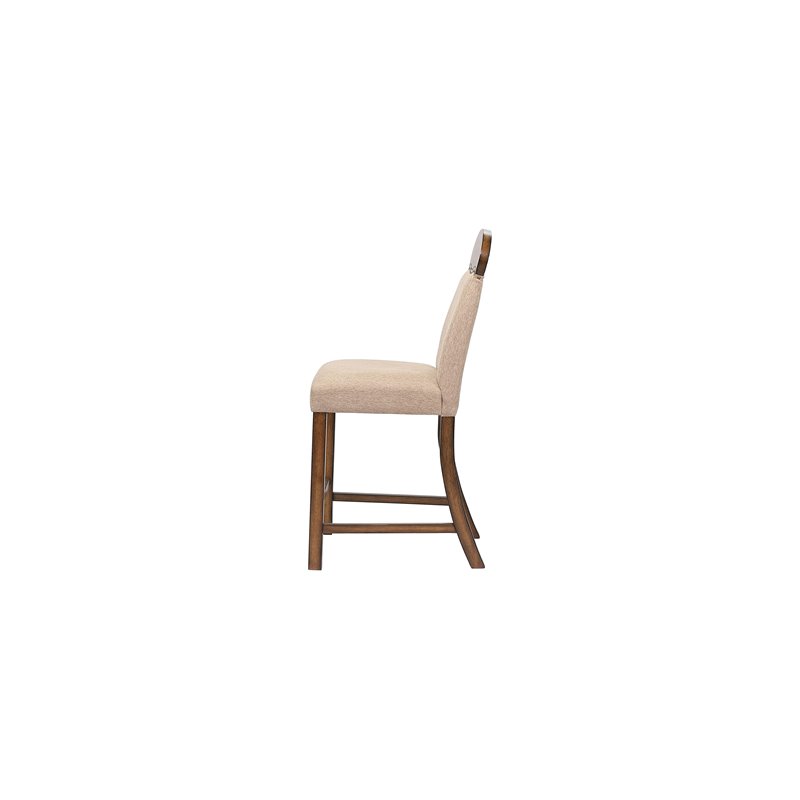 ACME Maurice Upholstered Wooden Counter Height Chair Set of 2 in Khaki and Oak