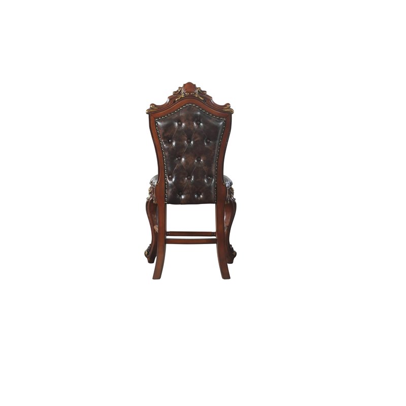ACME Picardy Counter Height Chair Set of 2 in Cherry Oak and PU