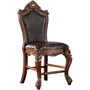 ACME Picardy Counter Height Chair Set of 2 in Cherry Oak and PU