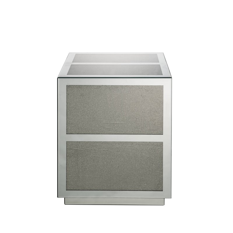 acme lavina end table in mirrored and faux diamonds