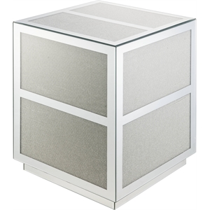 ACME Lavina End Table in Mirrored and Faux Diamonds