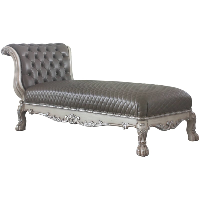 ACME Dresden Chaise with 1 Pillow in Vintage Bone White and PU
