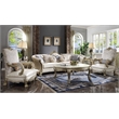ACME Dresden II Faux Leather Tufted Rolled Arm Sofa with 7 Pillows in Pearl
