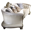 ACME Dresden II Faux Leather Tufted Rolled Arm Sofa with 7 Pillows in Pearl