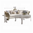 ACME Dresden II Faux Leather Tufted Rolled Arm Sofa with 7 Pillows in Pearl