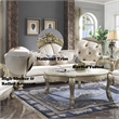 ACME Dresden II Faux Leather Tufted Rolled Arm Sofa with 7 Pillows in Pearl