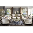 ACME Dresden II Faux Leather Tufted Rolled Arm Sofa with 7 Pillows in Pearl