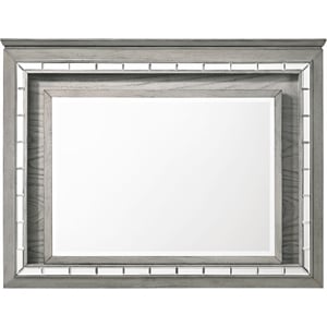 ACME Antares Rectangular Wooden Mirror with LED in Light Gray Oak