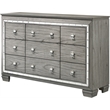 ACME Antares 9-Drawer Rectangular Wooden Dresser in Light Gray Oak