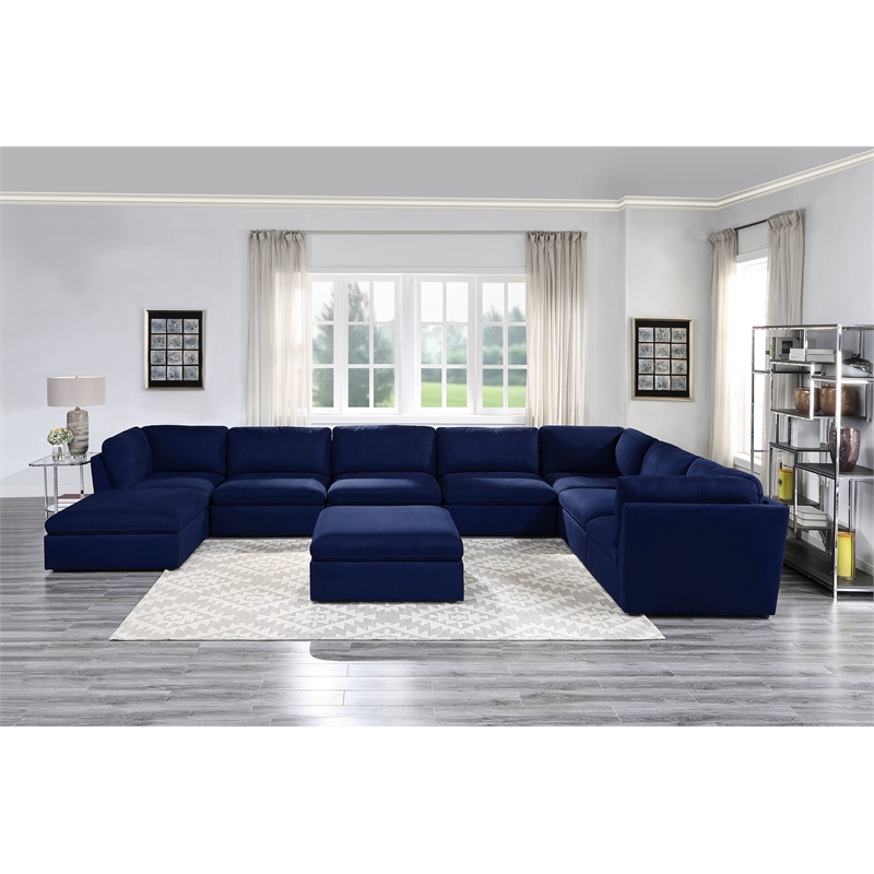 ACME Crosby Tight Back Upholstered Accent Armless Chair in Blue Fabric