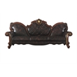 ACME Picardy Faux Leather Upholstered Sofa with 5 Pillows in Vintage Cherry Oak