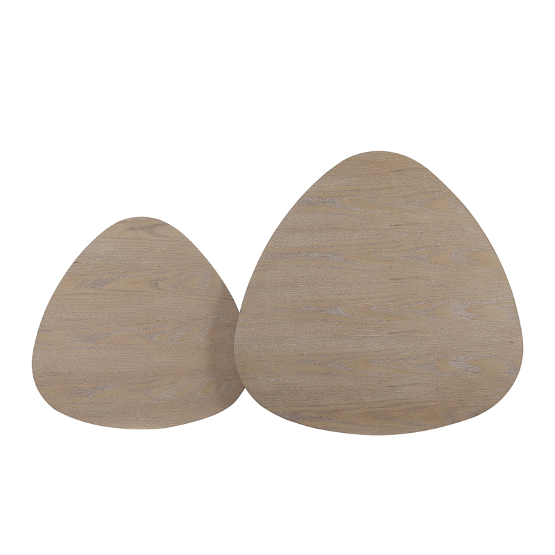ACME Allison 2-Piece Round Wooden Nesting Tables in Natural and Black