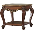 ACME Picardy Square Wooden End Table with Bottom Shelf in Vintage Cherry Oak