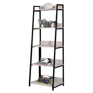 ACME Wendral 5 Wooden Tiers Ladder Bookshelf in Natural and Black