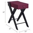 ACME Fierce Wooden Side Table with USB Charging Dock in Burgundy and Black