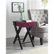 ACME Fierce Wooden Side Table with USB Charging Dock in Burgundy and Black