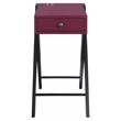ACME Fierce Wooden Side Table with USB Charging Dock in Burgundy and Black