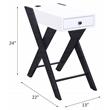 ACME Fierce Wooden Side Table with USB Charging Dock in White and Black