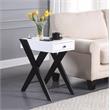 ACME Fierce Wooden Side Table with USB Charging Dock in White and Black
