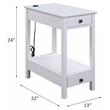 ACME Byzad Wooden Side Table with USB Charging Dock and 2-Drawer in White