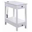ACME Byzad Wooden Side Table with USB Charging Dock and 2-Drawer in White