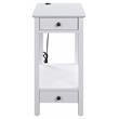 ACME Byzad Wooden Side Table with USB Charging Dock and 2-Drawer in White