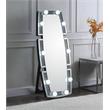 ACME Noralie Glass Floor Mirror with LED Light in Mirrored and Faux Diamonds