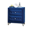 ACME Dante Crystal-Like Knob Velvet Upholstered 2-Drawer Nightstand in Blue
